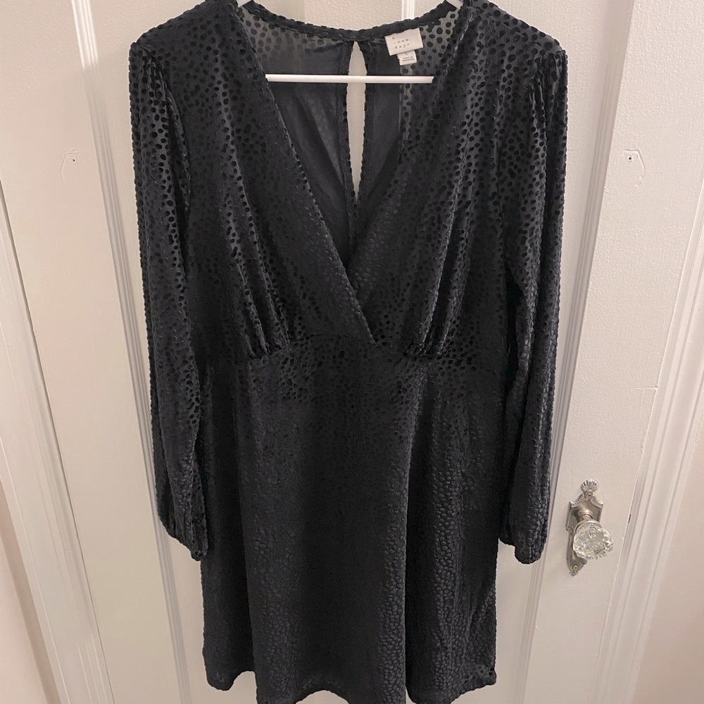 A new day black velvet spotted dress